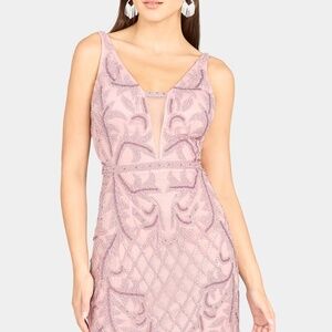 LARA Deep V-Neck Beaded Dress